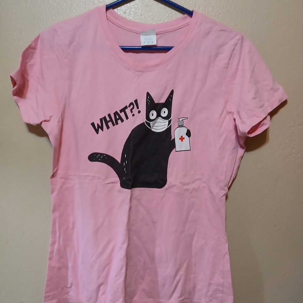 Playful Pink Cat T-Shirt with Graphic Print